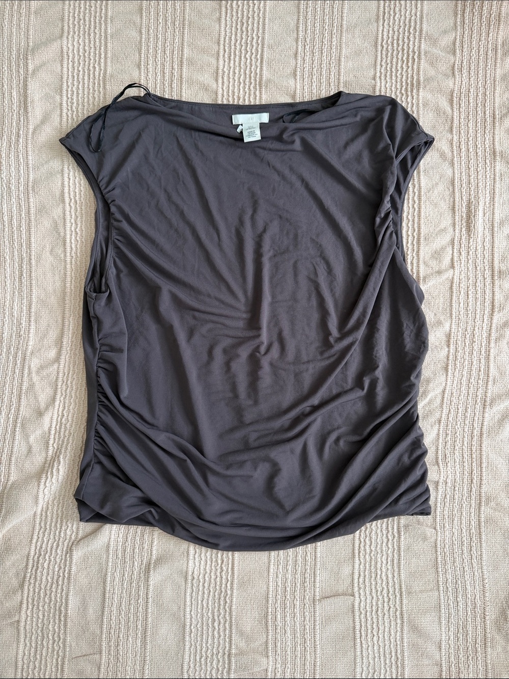 H&M Charcoal Ruched Side Sleeveless Top
